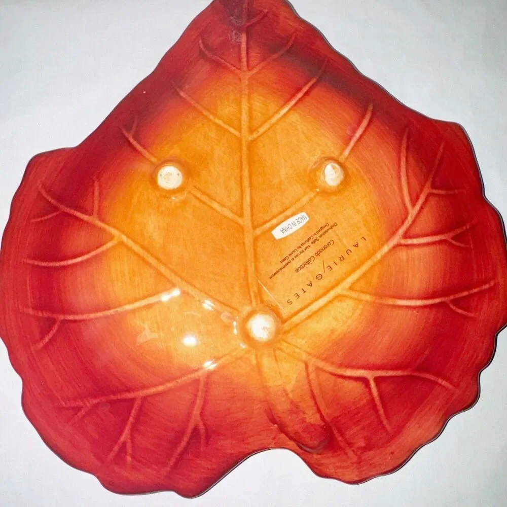 Vintage Laurie Gates Coronado Leaf Plates Set 4 Fall Thanksgiving Appetizer